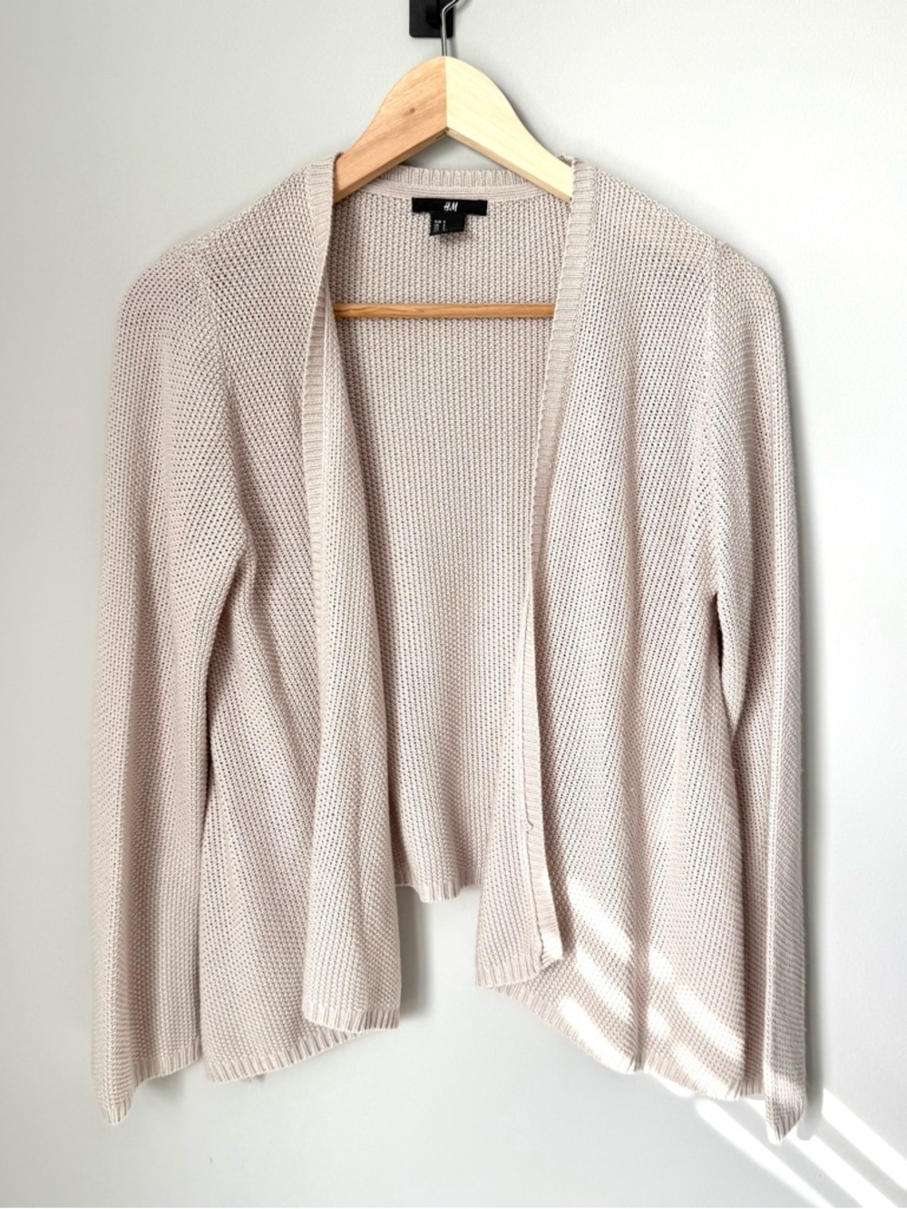 H&M Light Cream Open-Front Knit Cardigan